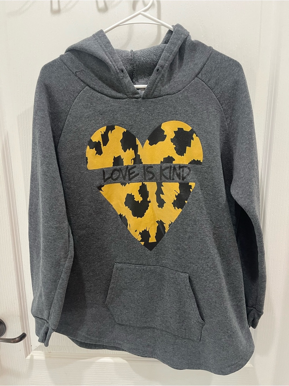 Womens Hooded Sweatshirt with Yellow Heart Graphic - Love Is Kind